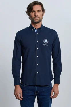 Valecuatro Camisa bordada Azul marino Outlet