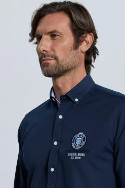 Valecuatro Camisa bordada Azul marino Outlet