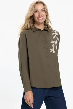 Vero Moda Camisa bordada de algodón orgánico Verde Hot