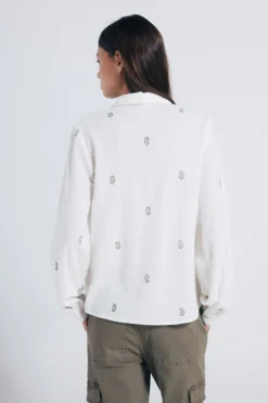 Springfield Camisa bordados lace marr&oacute;n New