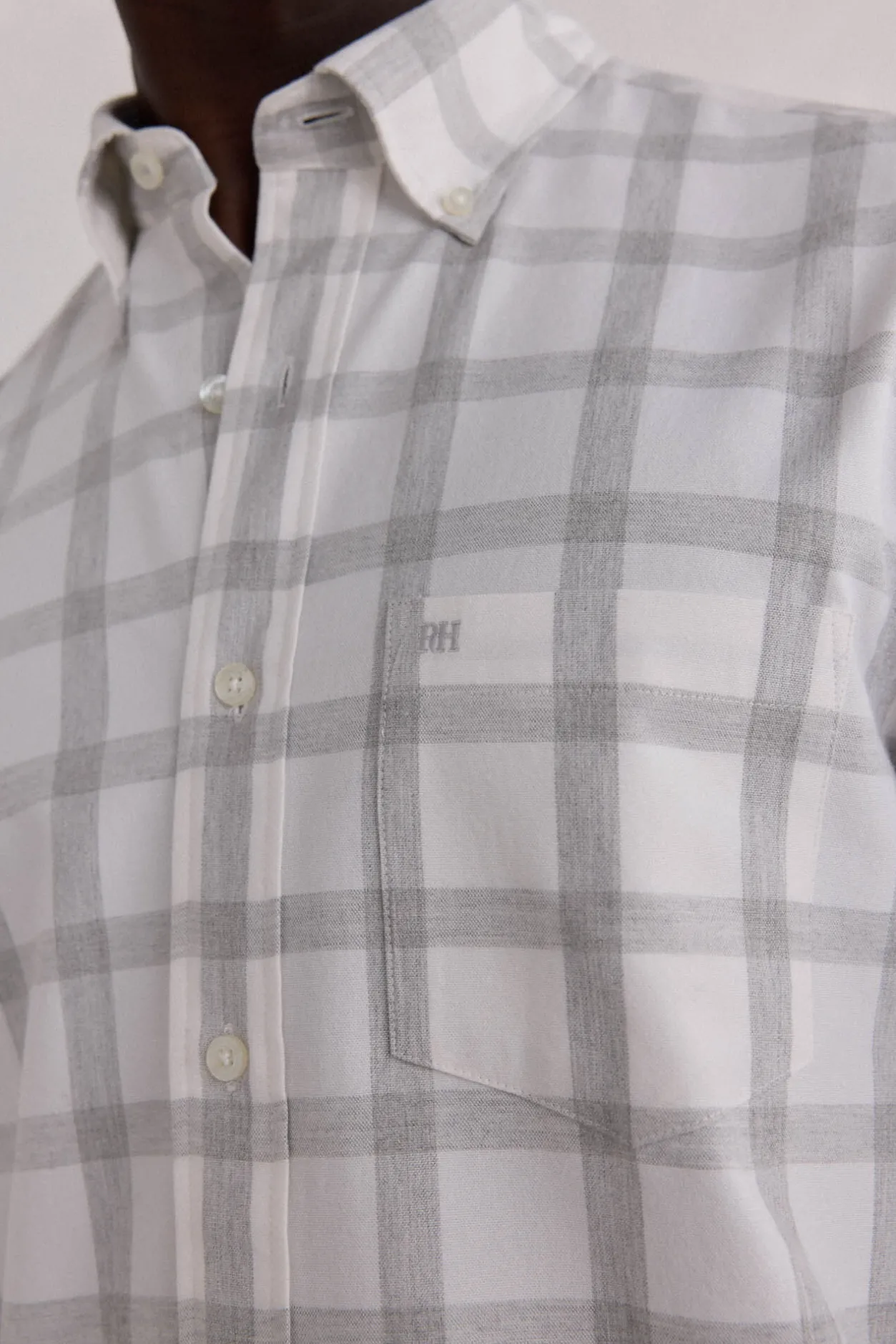 Pedro del Hierro Camisa Brushed Oxford cuadros Gris Clearance