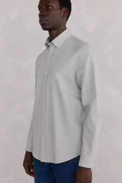 Pedro del Hierro Camisa Brushed Oxford lisa Gris Sale