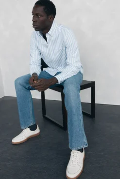 Pedro del Hierro Camisa Brushed Oxford rayas Azul Best