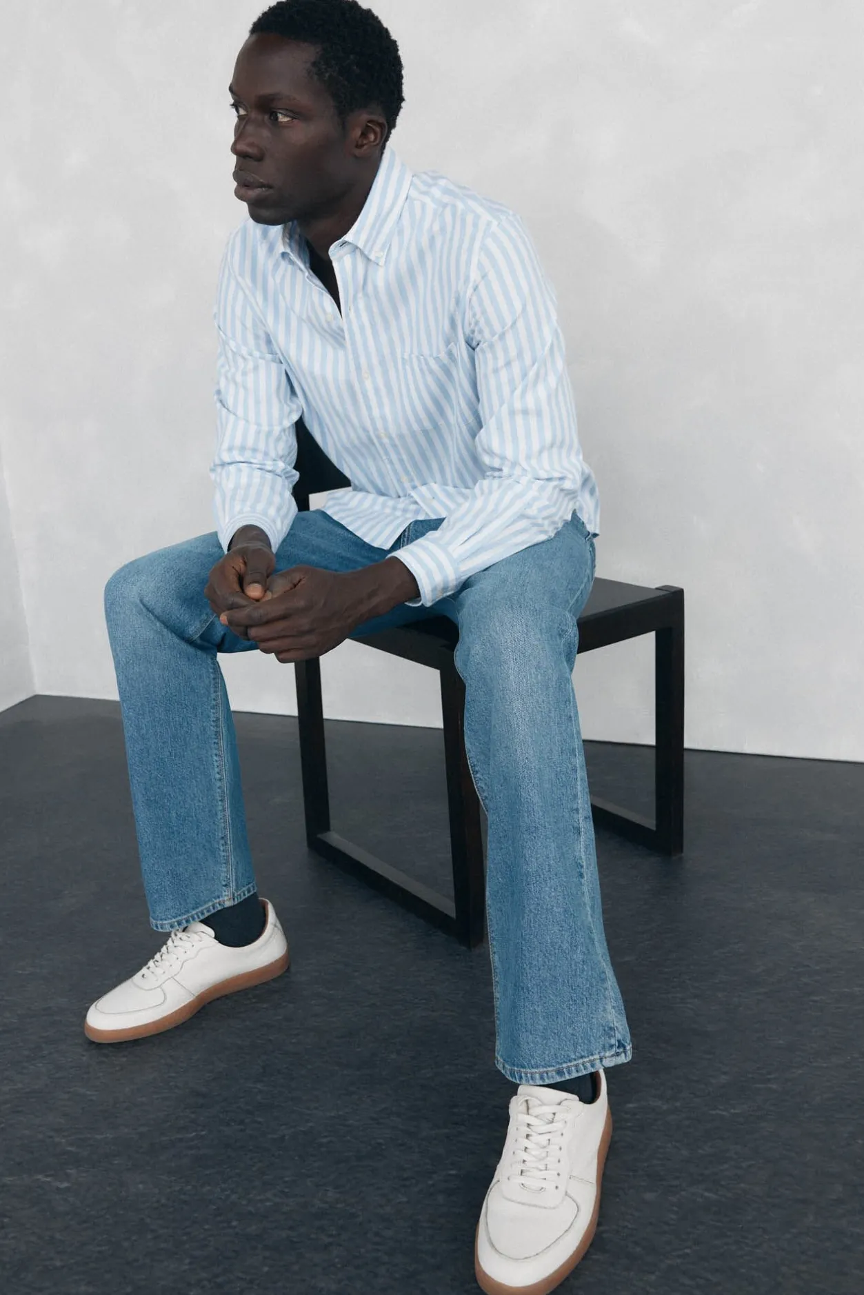 Pedro del Hierro Camisa Brushed Oxford rayas Azul Best