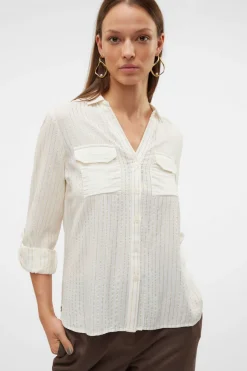 Vero Moda Camisa básica de manga larga Blanco Clearance