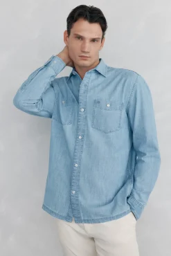 Pedro del Hierro Camisa chambray Azul Outlet