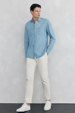 Pedro del Hierro Camisa chambray Azul Outlet