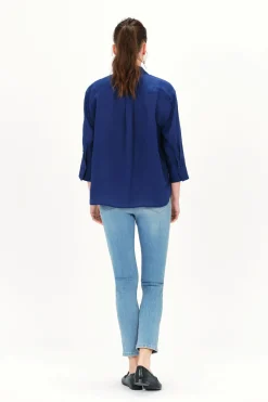 Caroll Camisa Coraline 100% lino Azul oscuro Online