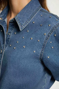 Morgan Camisa corta con cabujones Azul Online