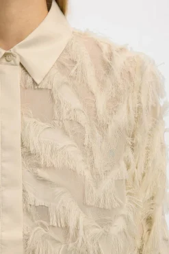 Selected Camisa corta fluffy Beige Online