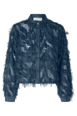 Selected Camisa corta fluffy Azul marino