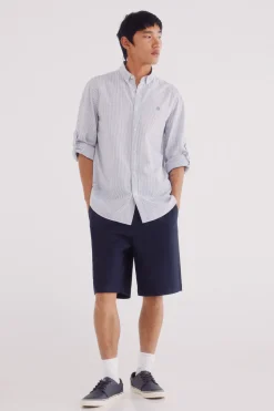 Springfield Camisa cotton slub rayas azul Best