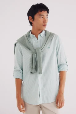 Springfield Camisa cotton slub rayas verde Best