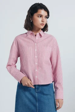 Springfield Camisa cropped rayas rojo Online