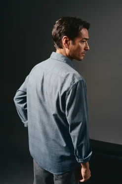 OOTO Camisa cuadro sobretintado Azul marino Clearance