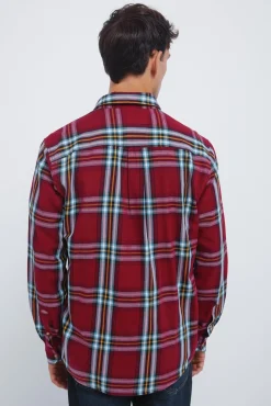 Springfield Camisa cuadro tartán rojo