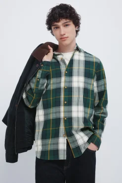 Springfield Camisa cuadro tartán marfil Discount