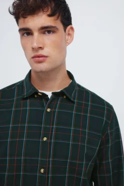 Springfield Camisa cuadro tartán verde Clearance