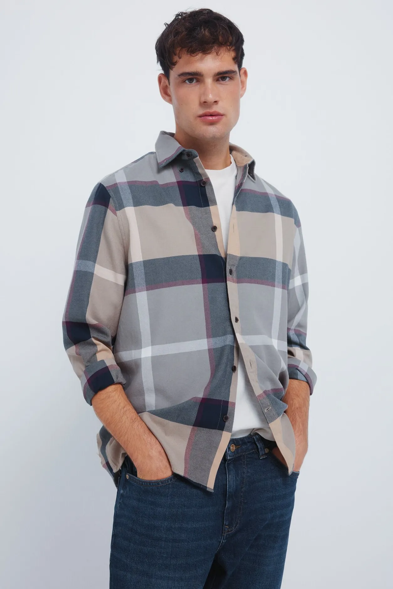 Springfield Camisa cuadros kaki Sale