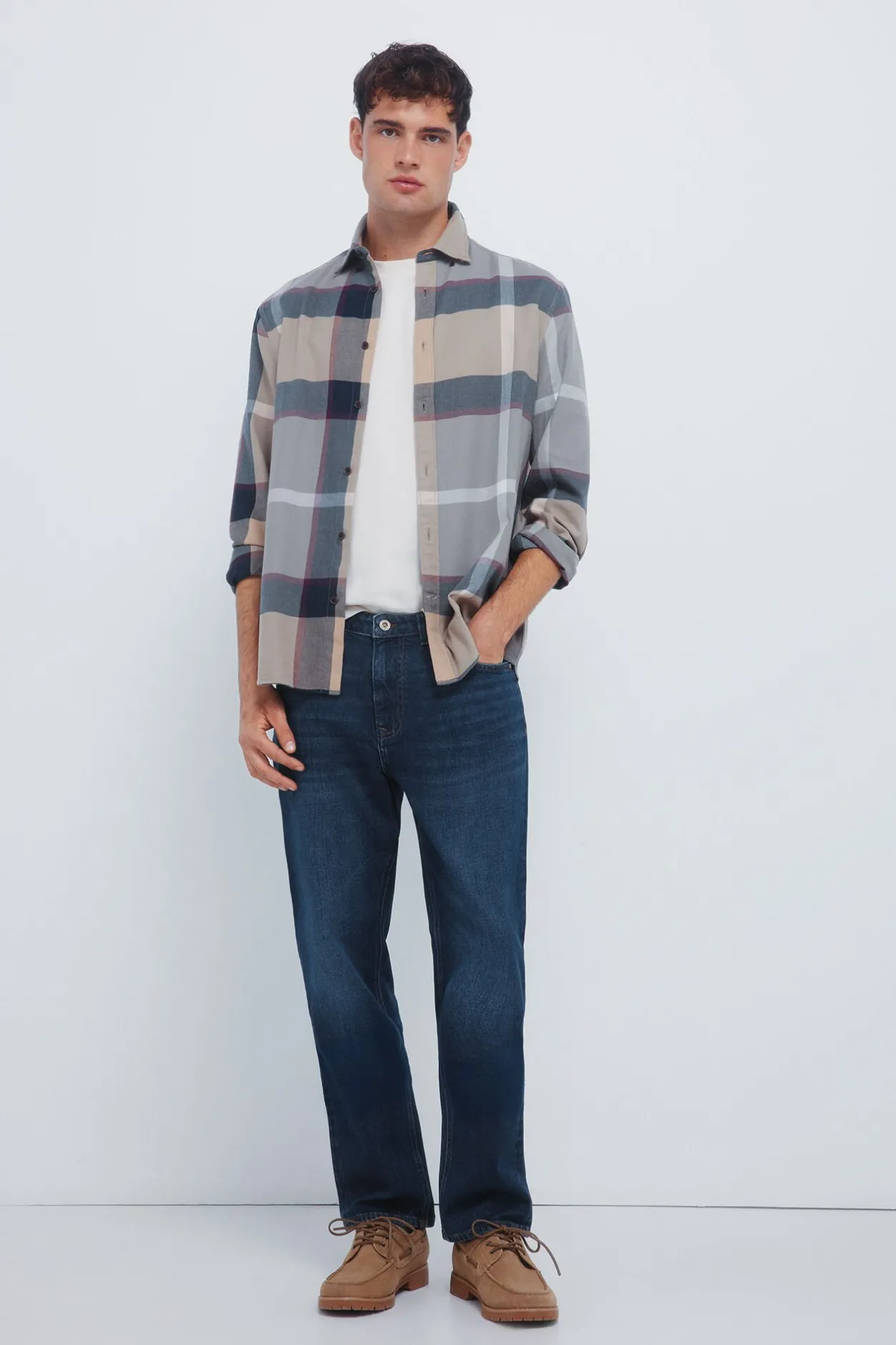 Springfield Camisa cuadros kaki Sale