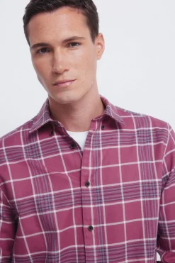 Springfield Camisa cuadros burdeos Hot