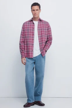 Springfield Camisa cuadros burdeos Hot