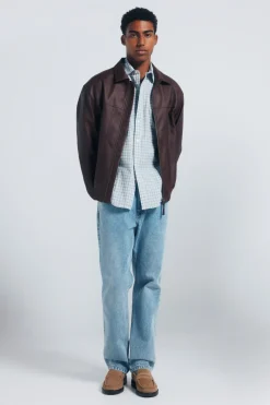 Springfield Camisa cuadros algodón slub azul Clearance