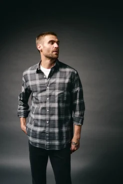 OOTO Camisa cuadros franela Gris Sale