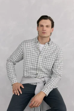 Pedro del Hierro Camisa cuadros franela tejido italiano Gris Best