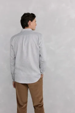 Pedro del Hierro Camisa cuadros franela tejido italiano Gris Hot