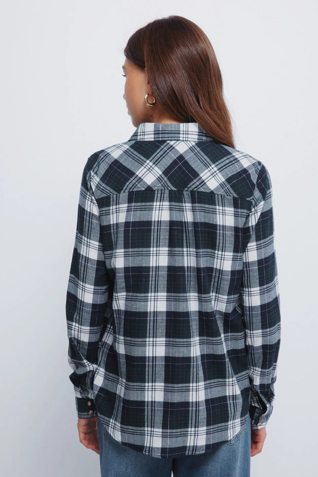 Springfield Camisa cuadros lurex bolsillo verde New