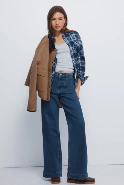 Springfield Camisa cuadros lurex bolsillo azul Hot