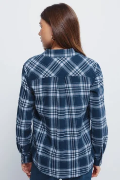 Springfield Camisa cuadros lurex bolsillo azul Hot