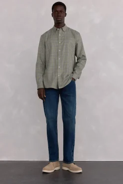 Pedro del Hierro Camisa cuadros Tencel Verde Sale