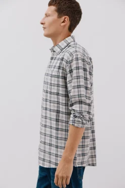 Cortefiel Camisa cuadros Tencel Marfil Hot