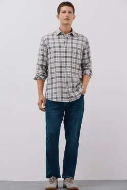 Cortefiel Camisa cuadros Tencel Marfil Hot