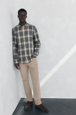 Pedro del Hierro Camisa cuadros Tencel Gris Sale