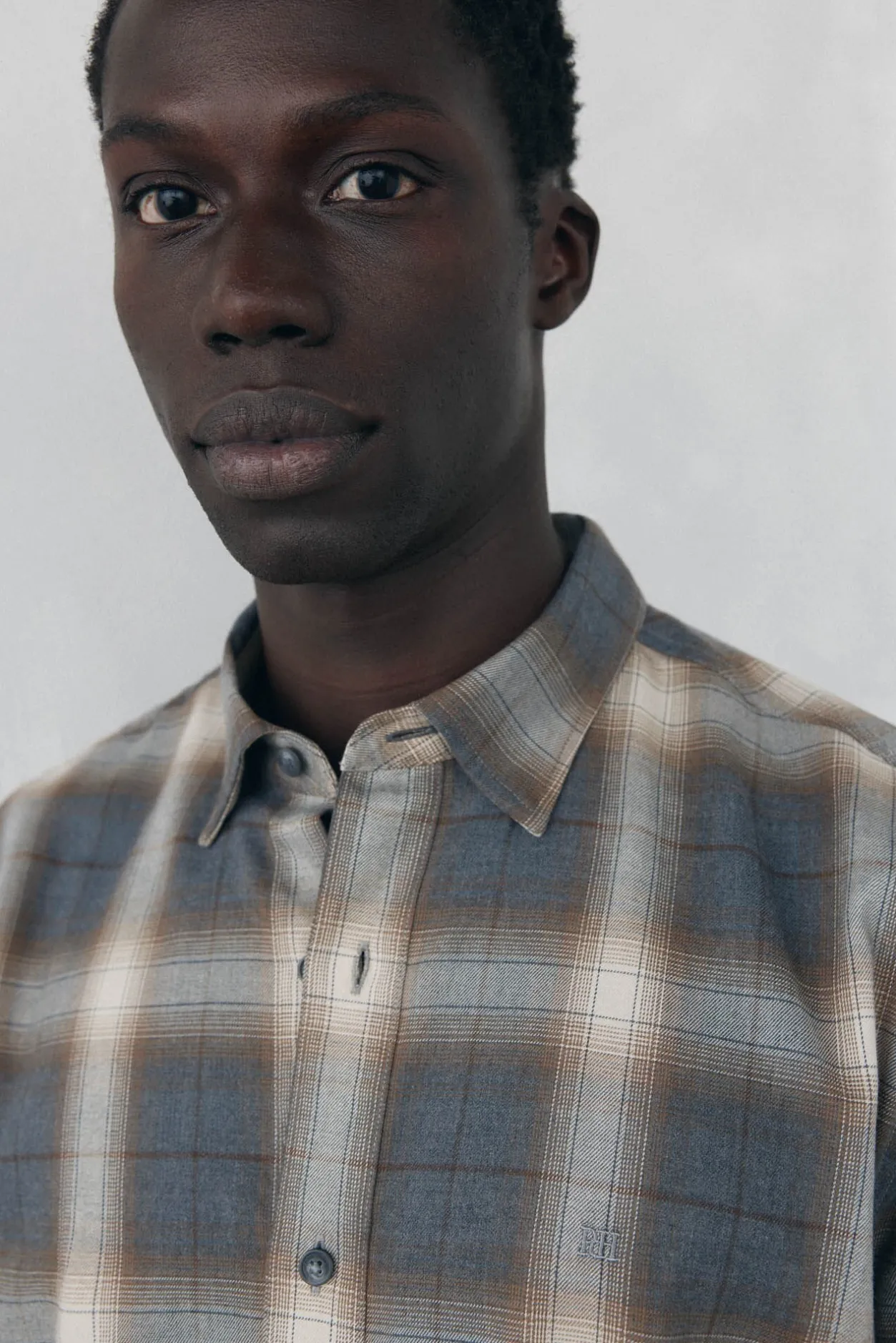 Pedro del Hierro Camisa cuadros Tencel Gris Sale