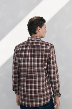 Pedro del Hierro Camisa cuadros Tencel Burdeos Outlet