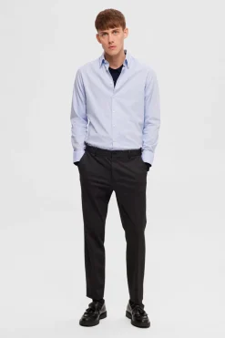 Selected Camisa de algodón orgánico Slim Fit. Azul Discount