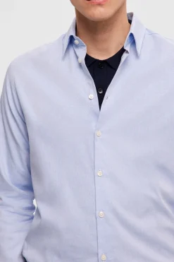 Selected Camisa de algodón orgánico Slim Fit. Azul Discount