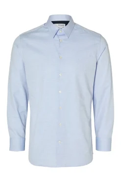 Selected Camisa de algodón orgánico Slim Fit. Azul Discount