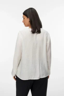 Vero Moda Curve Camisa de cuello volante talla grande Blanco