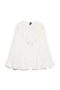 Vero Moda Curve Camisa de cuello volante talla grande Blanco
