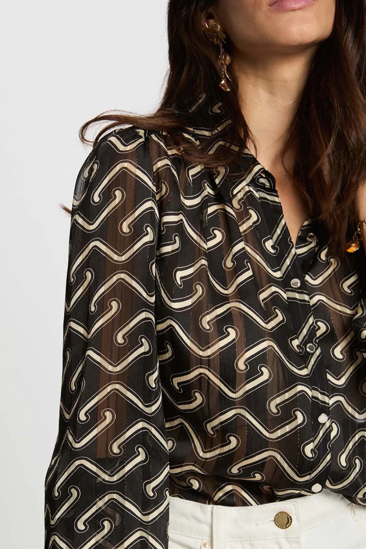 Morgan Camisa de gasa estampada Multicolor Discount