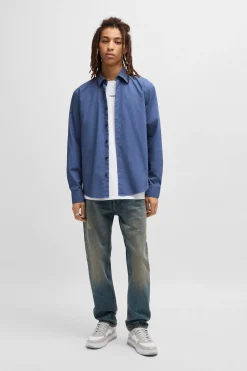 HUGO Camisa de manga larga Azul Discount