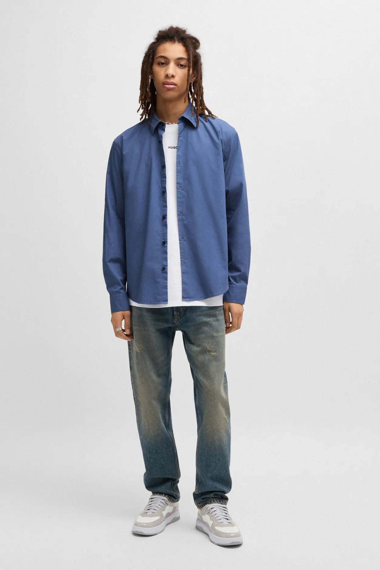 HUGO Camisa de manga larga Azul Discount