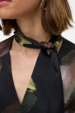 Vero Moda Camisa de manga larga cuello con lazada Negro