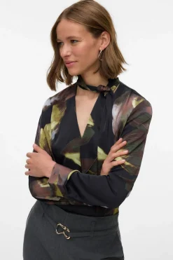 Vero Moda Camisa de manga larga cuello con lazada Negro