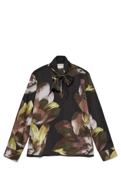 Vero Moda Camisa de manga larga cuello con lazada Negro